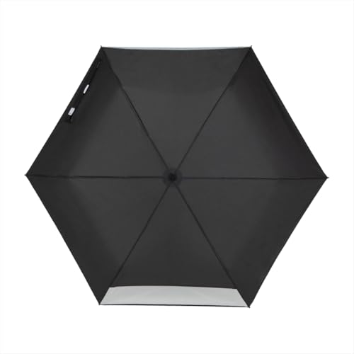 ogawa 53339 Kids' Folding Umbrella, Rain Umbrella, With Transparent Window, Manual Opening, 21.7 Inches (55 Cm), 6 Ribs, Black, Plain, Reflective Tape