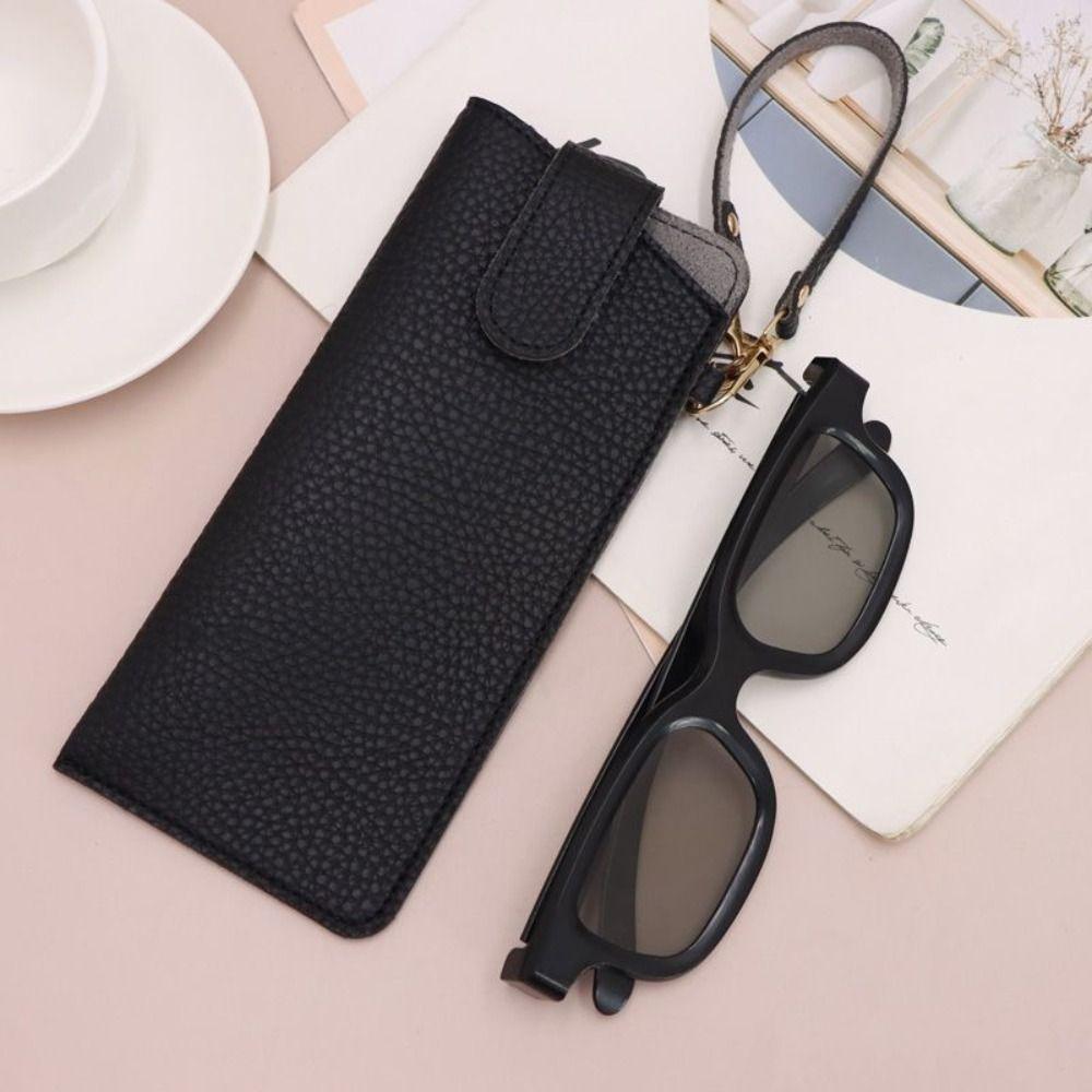 Portable Pu Leather Glasses Bag Leather Rope Sunglasses Eyeglass Bag Eyewear Protector Case