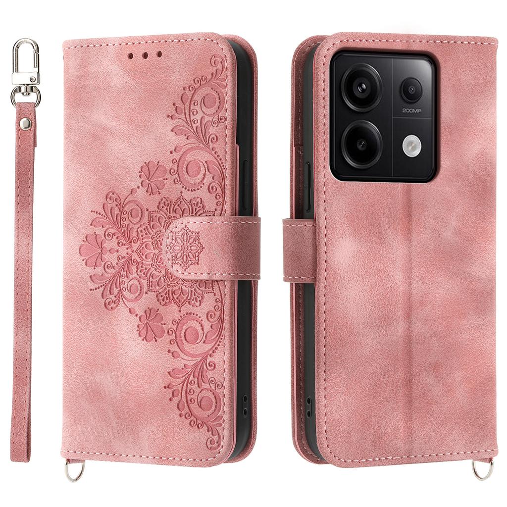 Pour Xiaomi Redmi Note 13 Pro 5G/Poco X6 5G Étui Multi Fentes pour Cartes Housse en Cuir PU Motif Fleur