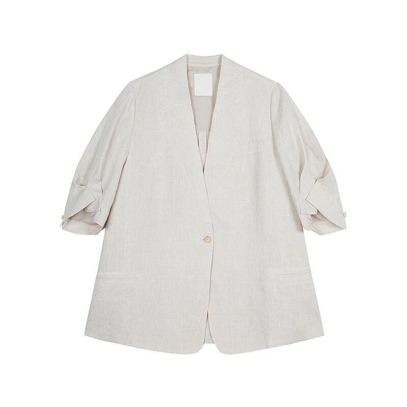 JNBY Women's Eco-Linen Loose Fit Mid-Sleeve Blazer
