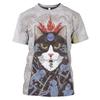 New Vintage T Shirt Men Japanese Style Short Sleeve Tops 3D Cat Tattoo Print O-neck T-shirts Oversized Tee Shirt Men Clothing