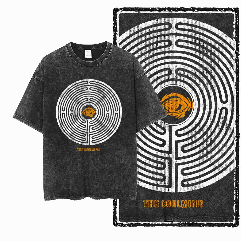 Retro Unique Graphic Printed Washed Distressed Big Size Black Cotton Unisexs Streetwear TShirt G
