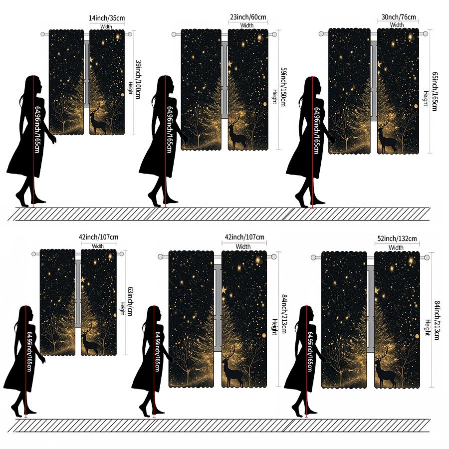 Christmas Tree and Reindeer Print Curtains   Christmas Decorations   Home Decorations   Room Decorations