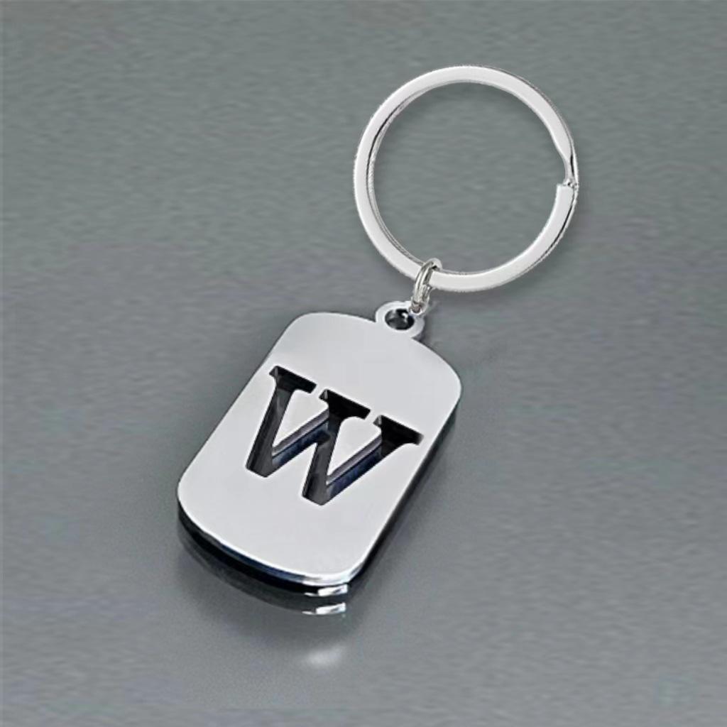 Stainless Steel 26 English Letters Keychain - Stylish Alphabet Pendant for Backpack or Car