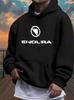 Casual Fleece-Lined Hoodie Sweatshirt with Logo Print - Warm Pullover for Autumn & Winter