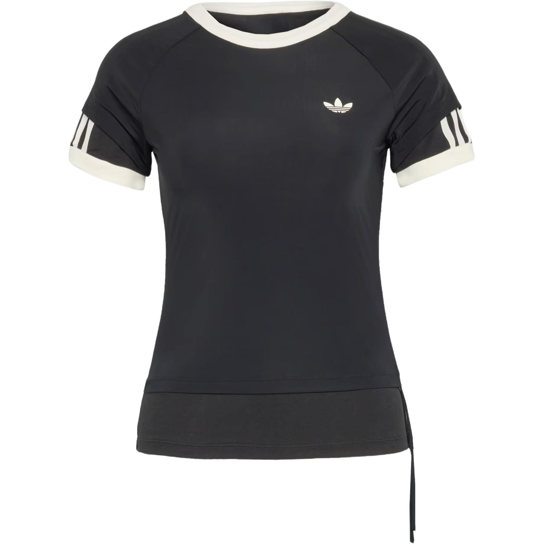 

Adidas Originals Cali Daily Slim Fit Simple Striped Crew Neck Raglan Short Sleeve T-Shirt Women Tops KW4528 XS