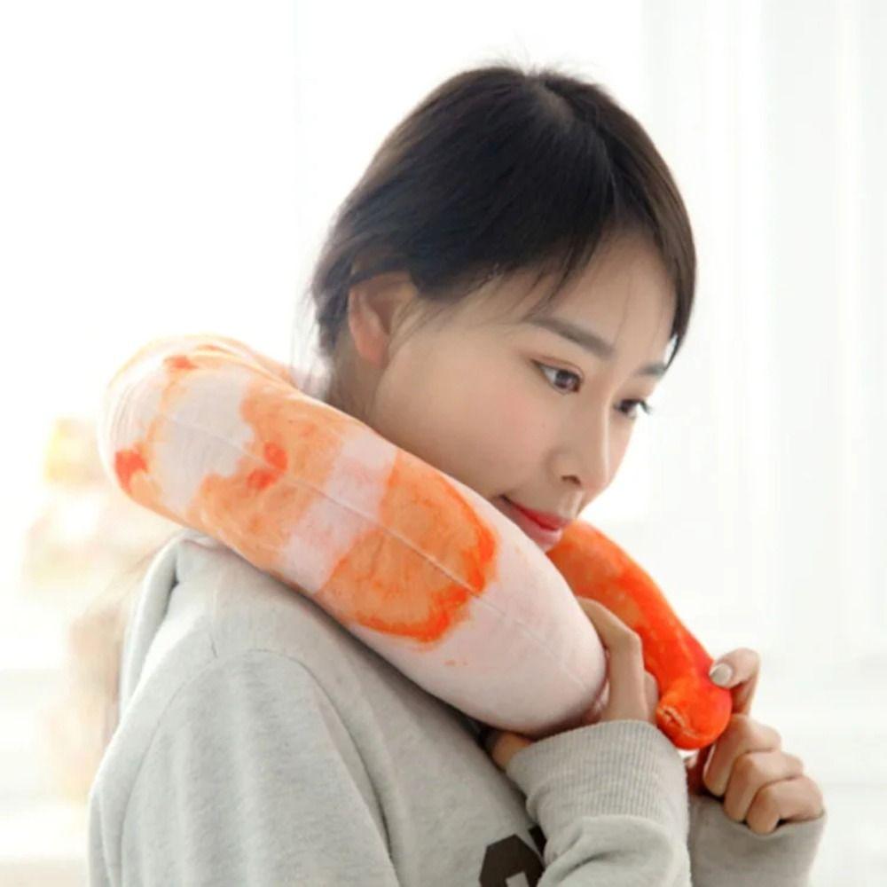 U Neckpillow U Neckpillow Shrimp Pillow Animal Doll Plush Peeled Prawns Plush Toys  Birthday Gifts