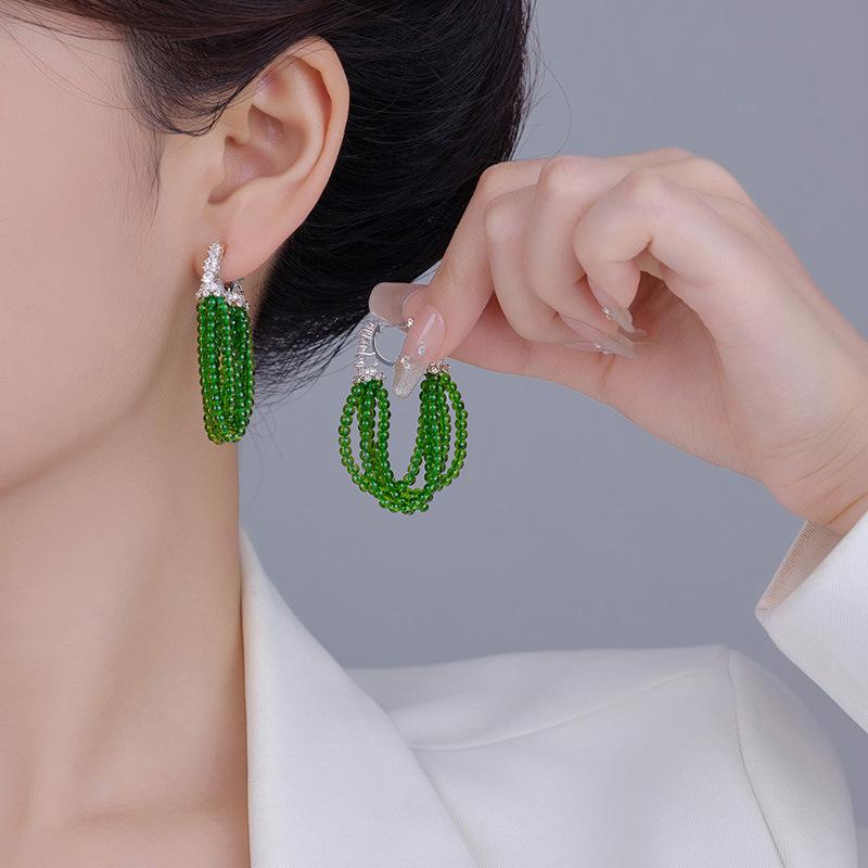 Blume Zirkon Mehrschichtige Perlen Quasten Ohrbügel Klein Frisch High-End Temperament Ohrringe Retro Exquisite Ohrringe