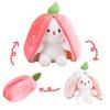 Peluche Lapin Réversible Lapin Fraise Transformé Peluche Carotte Se Transforme en Oreilles Lapins Peluches pour Cadeau de Noël