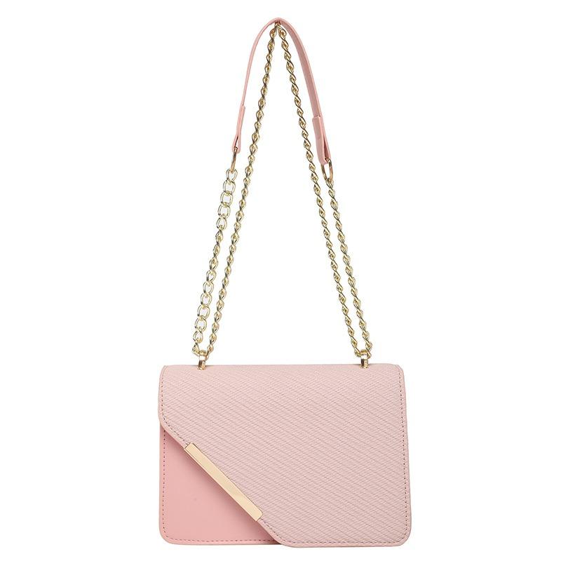 New solid color textured small square bag popular diagonal iron edge handbag light luxury casual shoulder messenger bag women