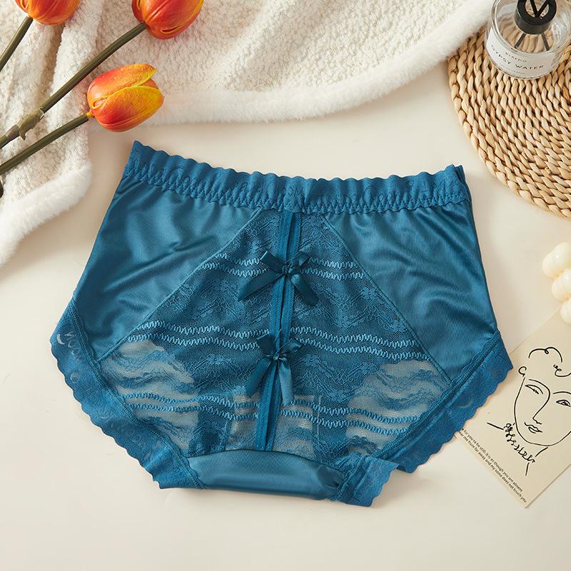 Übergröße Damen Sommer Sexy Spitze Schleife Ausgeschnitten Eis Seide Umwickelt Hüfte Hohe Taille Slips