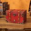 Vintage Wooden Treasure Chest with Lock - Jewelry Box & Film Prop