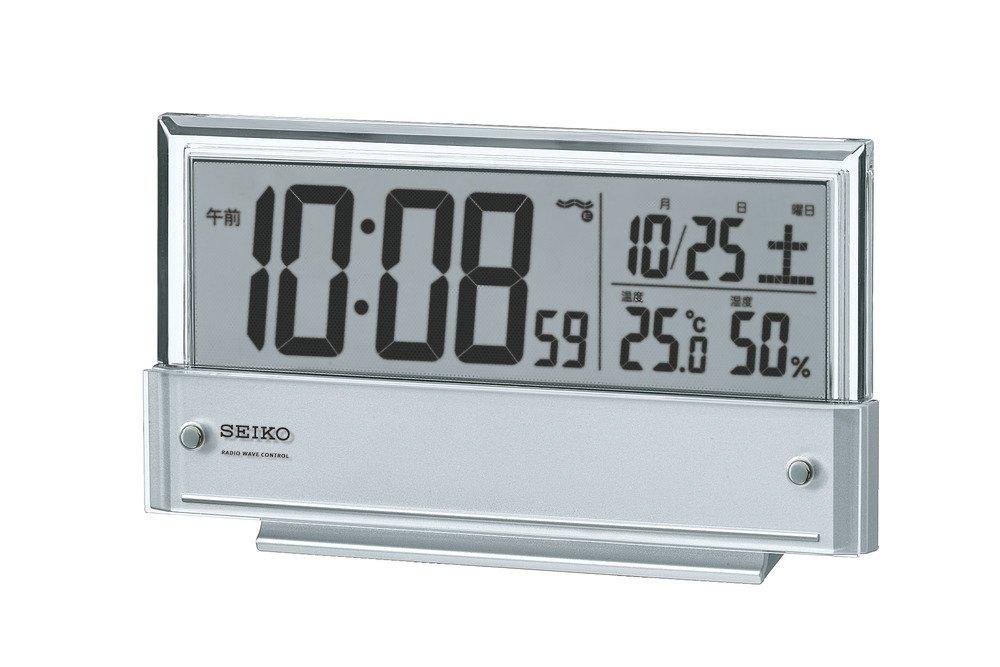 

Seiko Clock Alarm Humidity Silver SQ773S SEIKO (SEIKO) Clock, Radio-Controlled, Digital, Calendar, Temperature, Display, Metallic,