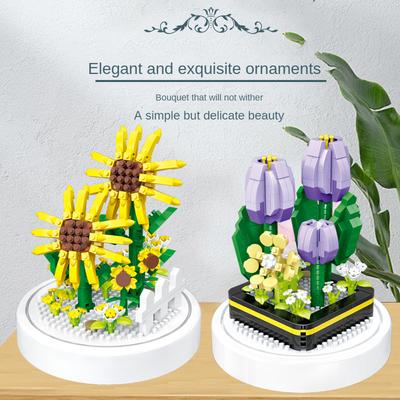 Mikro klocki konstrukcyjne kwiat symulacja kwiatu róża puzzle DIY zabawka do składania dekoracja biurka zabawka dla dzieci prezent dla dziewczynki