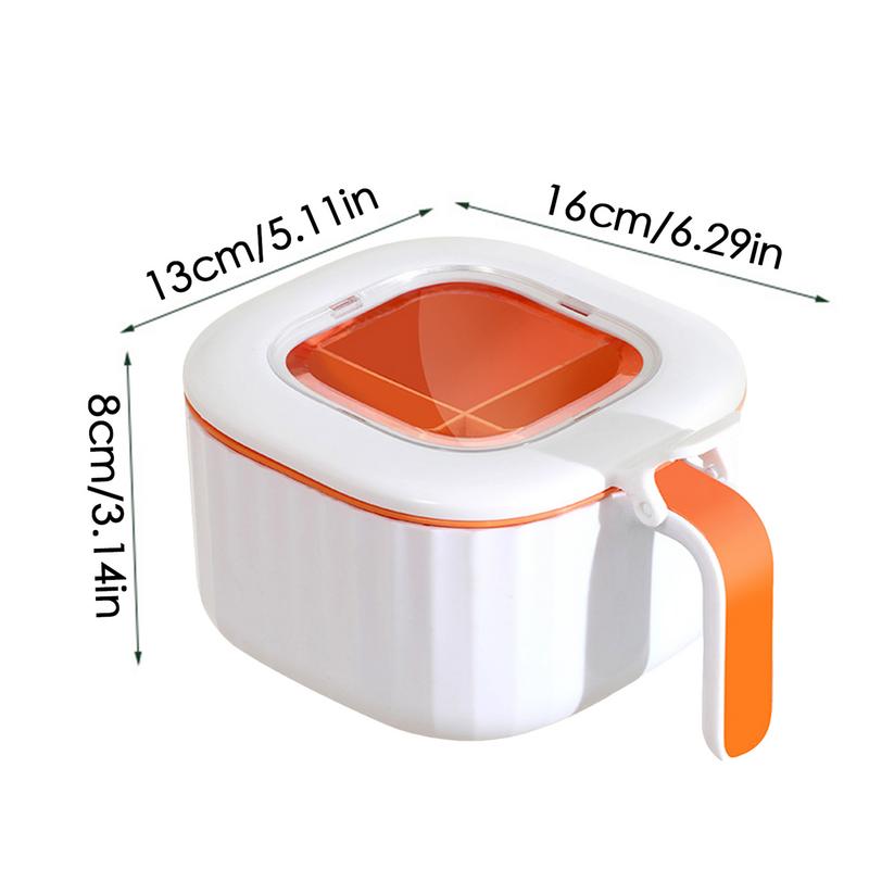 Gewürzserviertablett Sichtbarer Gewürzbehälter mit 4 Fächern Großes Fassungsvermögen mit Griff Multifunktional für