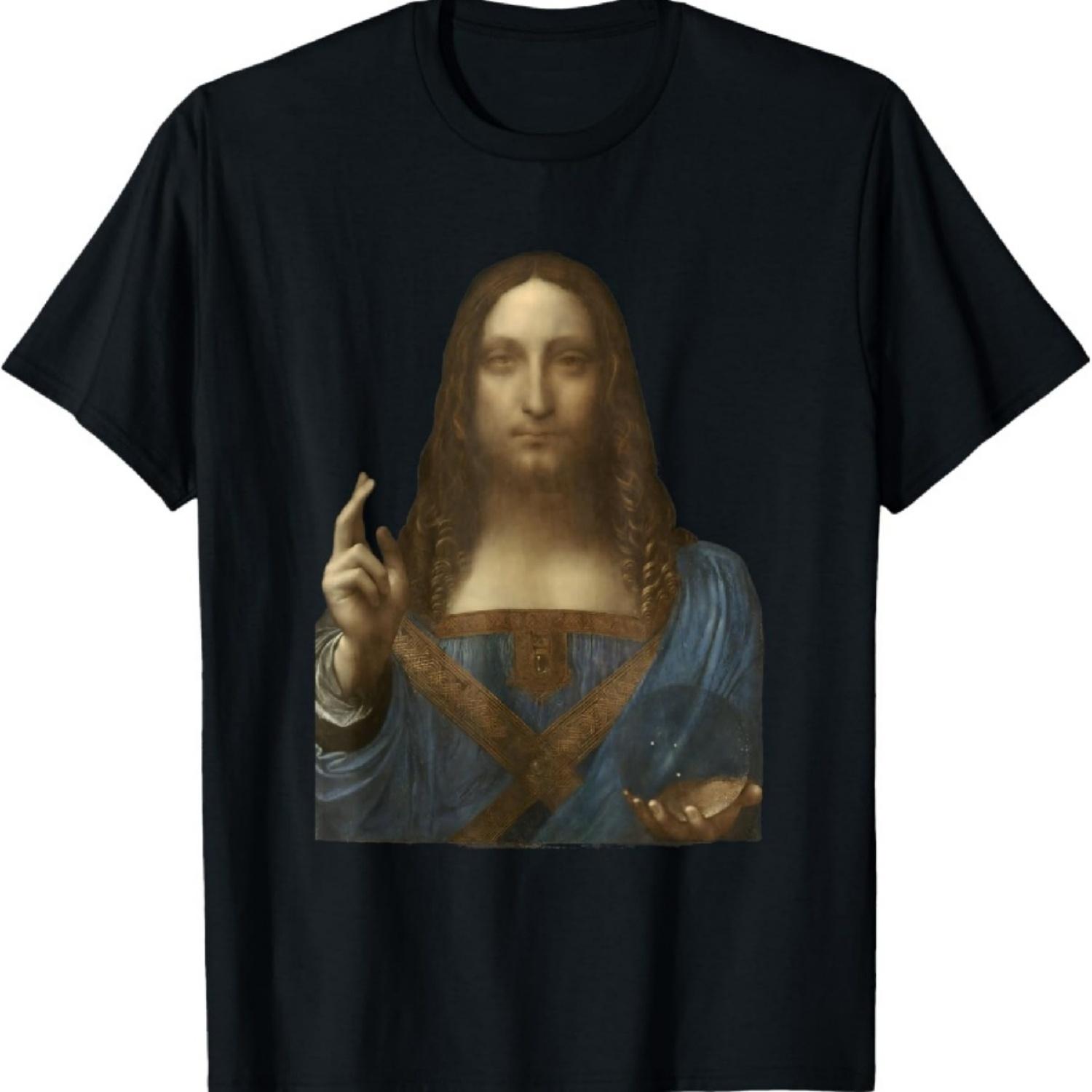 

Salvator Mundi by Leonardo da Vinci (1500) T-Shirt XXXXXL чорний