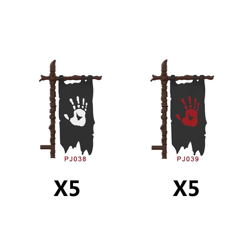 Medieval Castle Green Dragon Knight Building Blocks Figure Accessory Shield Vest Warhorse Cape Orc Flag Mount Wolf Toy Gift D123