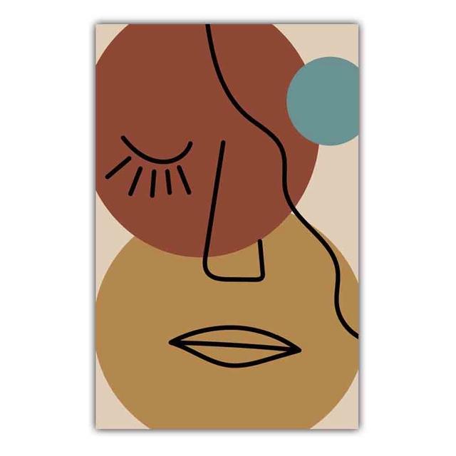 Abstract Matisse Minimalist Line Face Four Color Pattern Artwork Poster Canvas Painting Wall Art Pictures Room Home Decor