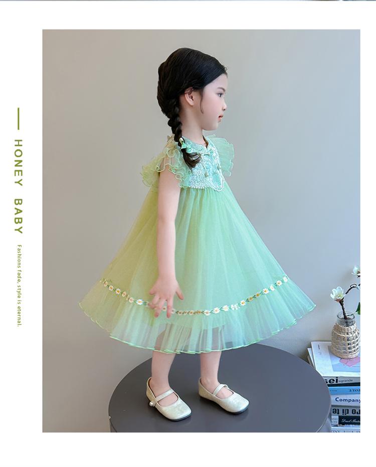 Girls' Summer New Chinese Mesh Skirt Dress