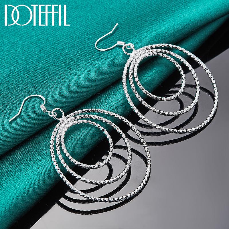 Charming Circle Pendant Earrings Gift Silver Fashion Jewelry