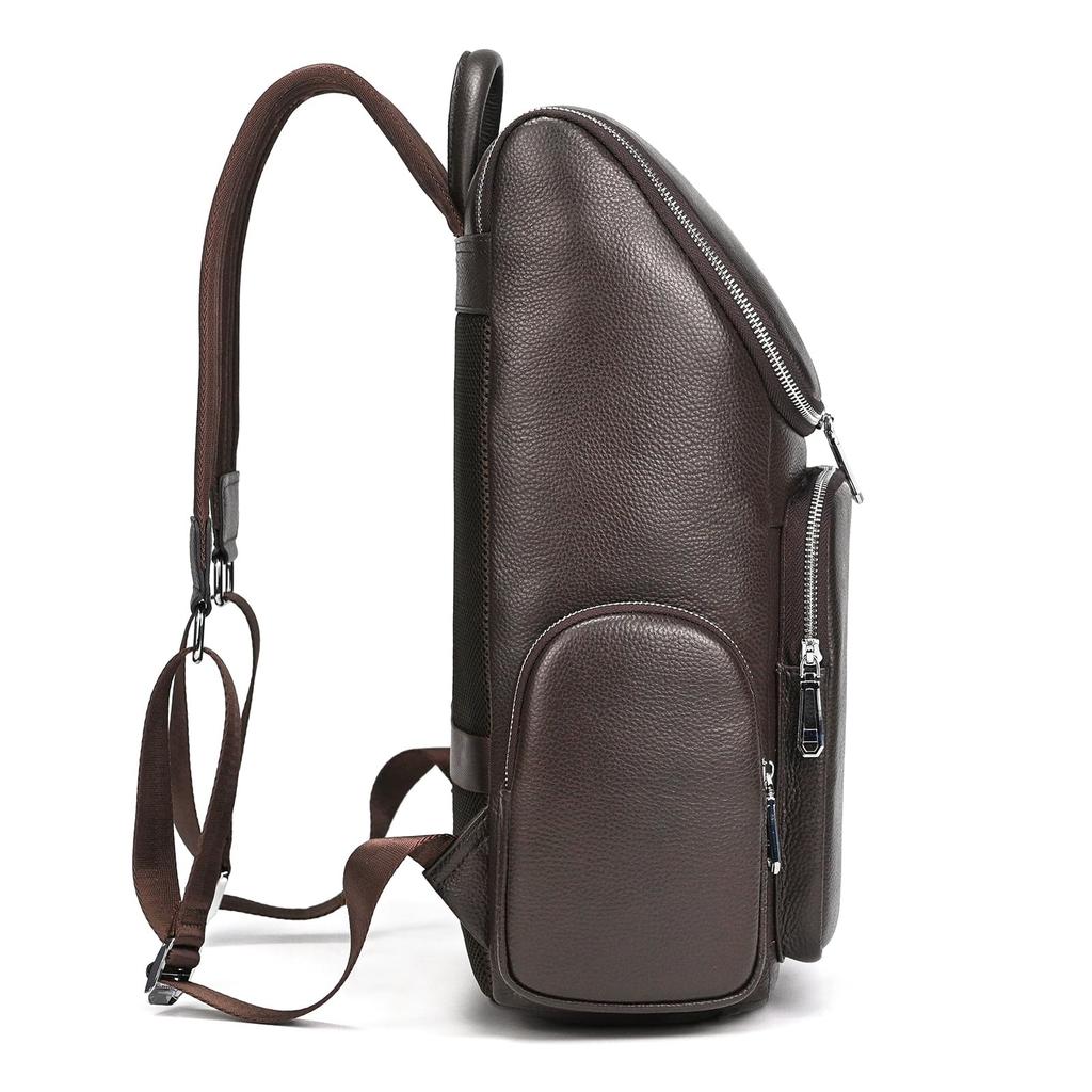 Genuine Leather Backpack for Large A4 Fits Suitable for and Waterproof [Luufan] Men, Capacity, Size, 14-inch Laptop, School, Business, Commuting,