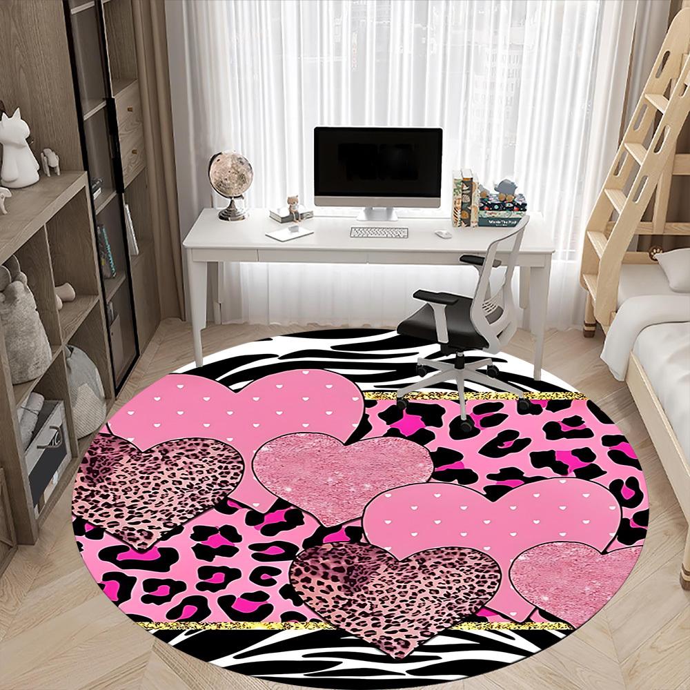 1pc Heart Print Chair Carpet for Office, Non slip, Soft and Durable Office Rug for Interior Decoration