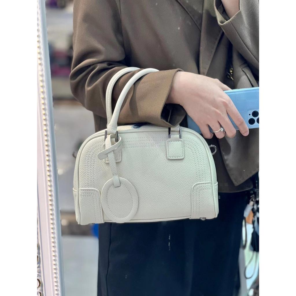 Cowhide Women's Bags, One-shoulder Crossbody Women's Bags, Fashionable Large-capacity Soft Leather Handheld Round Bags, Simple