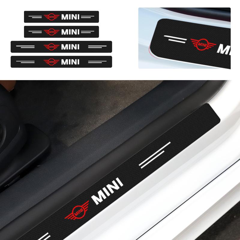4Pcs Carbon Fiber Car Door Sill Protection Sticker Anti-scratch Refit For BMW Mini Cooper F54 F55 F56 R56 R60 SONE Roadster Clubman Coupe