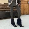 2025 neue Herbststiefel Damenmode Temperament Europäischer und Amerikanischer Stil spitz Damenstiefel dünner Absatz mittlerer Absatz haarige Kurzstiefel Damen