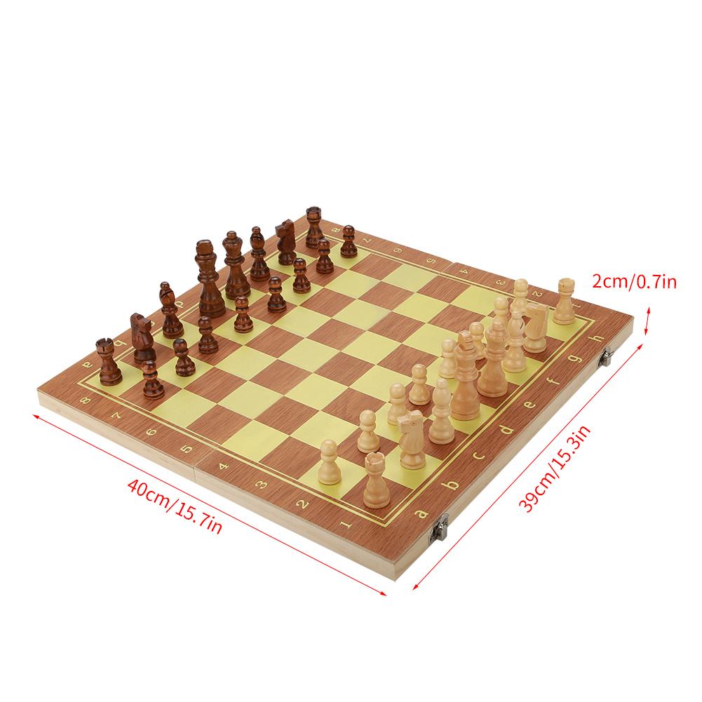 Portable Wooden Chessboard Folding Board Chess Game For Party Family Activities (39*20*4cm)