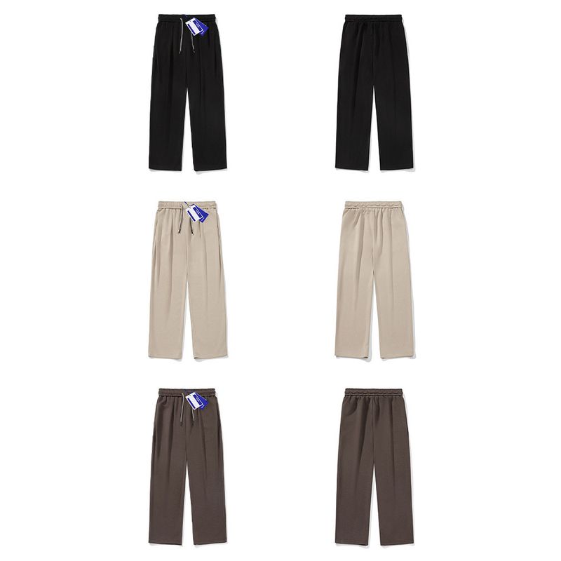 Trendy Brand Spring and Autumn Solid Color Versatile Drapey Wide-Leg Dress Pants for Men, Loose American Style Early Autumn Casual Straight-Leg Pants