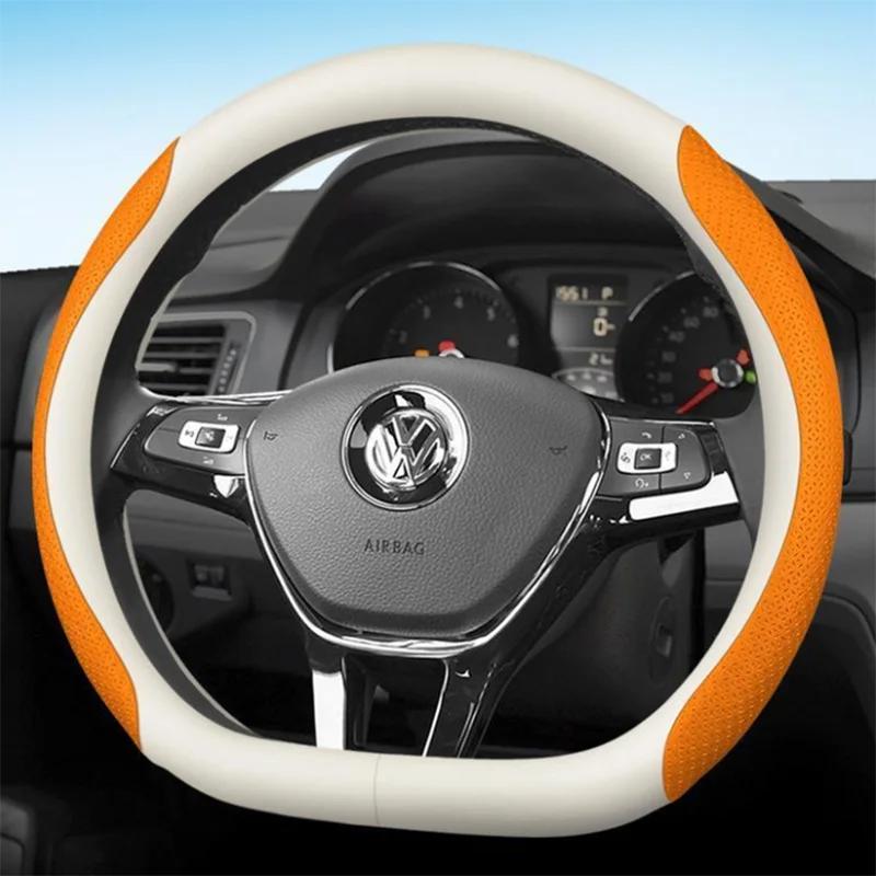 Leather Car Steering Wheel Cover for Volkswagen ID5 ID4 ID3 ID7 ID6 Pro Crozz GTX    2024 Auto Interior Accessories