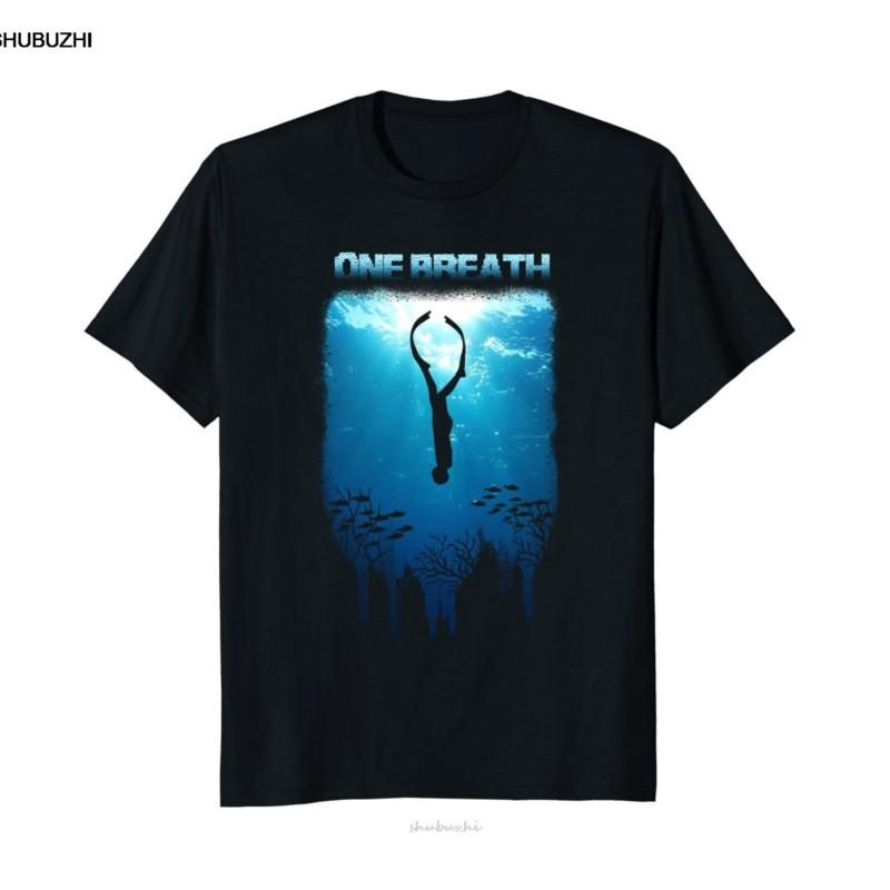 New Summer Fashion Unisex Tee Shirt Freediving One Breath Dive Apnoe Ocean Sea T-Shirt Casual Cotton T-shirt S