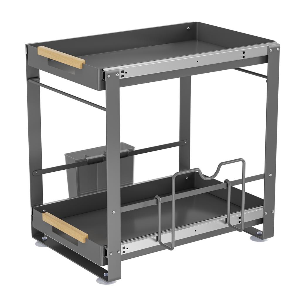 Door-Shaped Gold Double-Layer Pull-Out Storage Rack