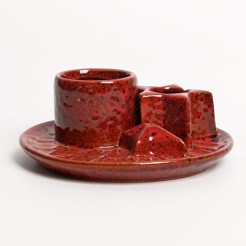 Ceramic 4-in-1 Palo Santo & Incense Burner Sage Holder Ash Catcher Tray for Meditation and Yoga Room Decor