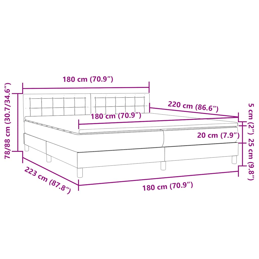 Box Spring Bed with Mattress Dark Green 180 x 220 cm Velvet