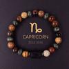 12 Constellations Natural Stone Beaded Bracelet Zodiac Tiger Eye Stone Bracelet for Women Men