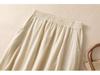 Embroidered Cotton Linen A-line Skirt - High Waist, Wide Hem, Casual Fit