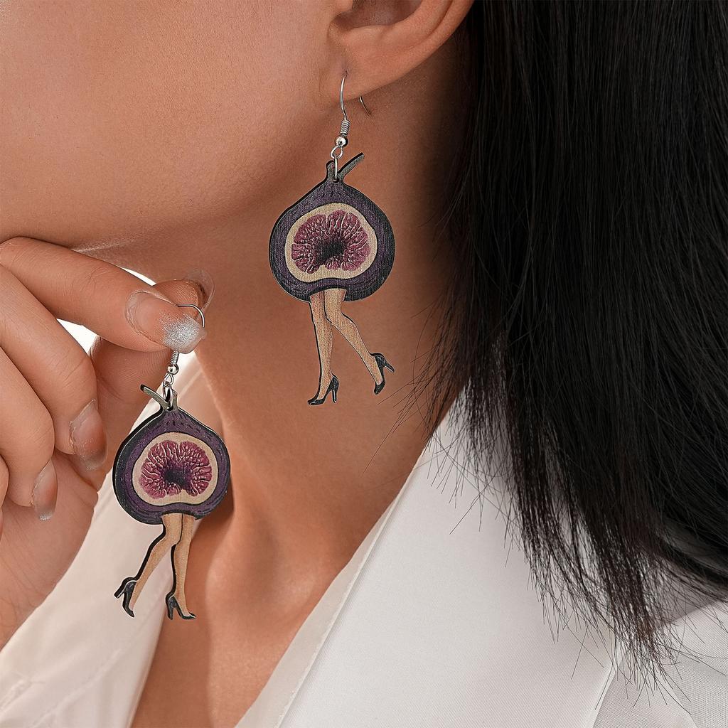 Eco-Friendly Wooden Earrings Fashion Personality Love Cross Mushroom Girl Geometric Earrings Earrings