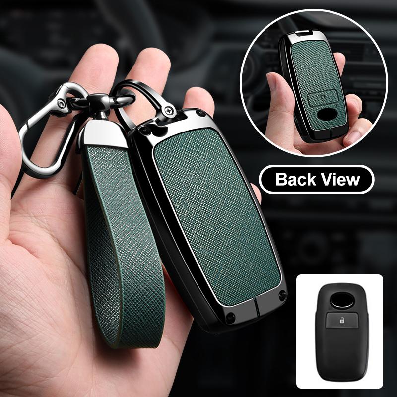 Zinc Alloy Leather Car Remote Key Case Cover Shell for Toyota Yaris Ativ Raize Veloz Avanza Rush Auto Keychain Accessories