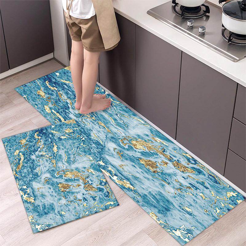 1Pcs Anti Fatigue Kitchen Rugs, OneHouse Marble Print Waterproof Non-Slip Thick Cushioned Kitchen Mat Heavy Duty Comfort Standing Mat for Kitchen