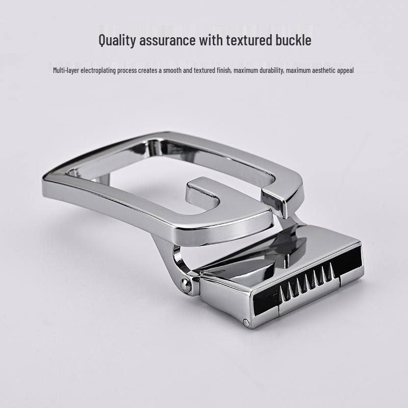 Men's Casual Leather Belt with Smooth Alloy G Buckle & Hole Punch Design