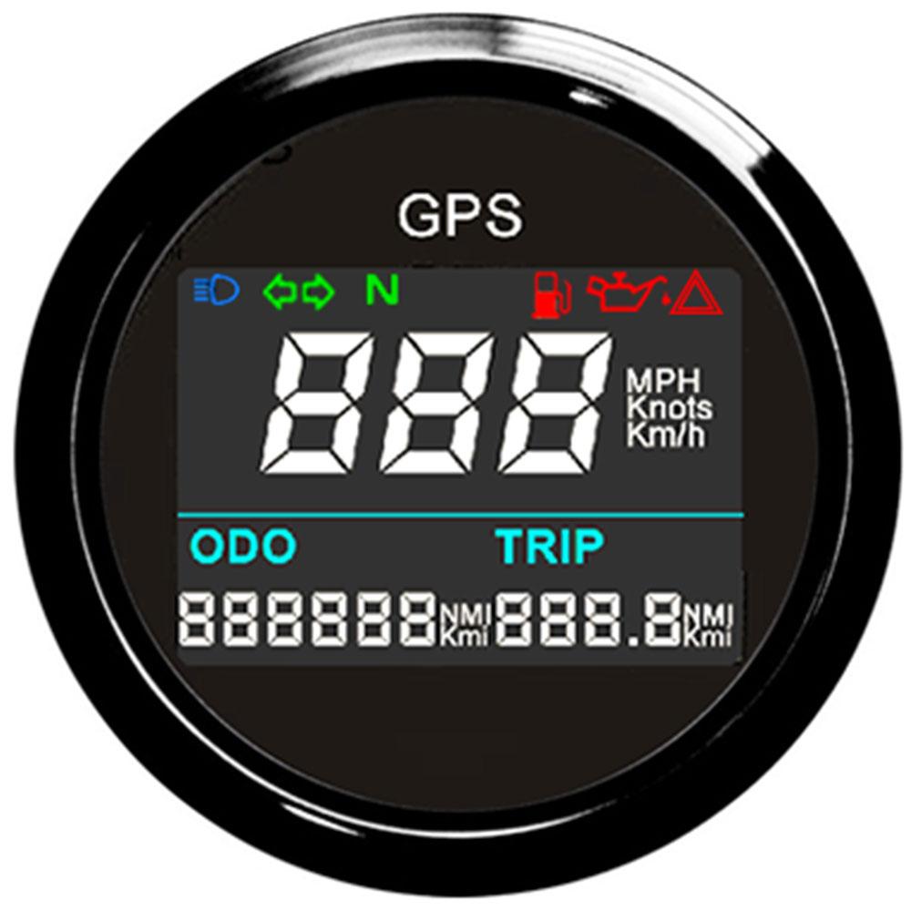 52mm GPS Speedometer Universal Speed Gauge + GPS Antenna with ODO TRIP Fuel Level Oil Press Alarm for Marine Boats Yacht 12V 24V