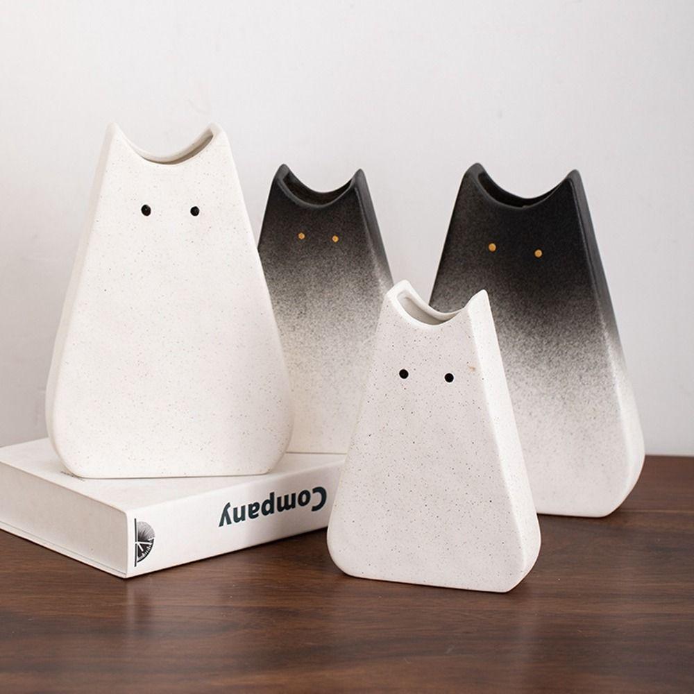 High-end Cat Ceramic Vase Cute Hydroponic Vase Nordic Desktop Cat Vase  Living Room
