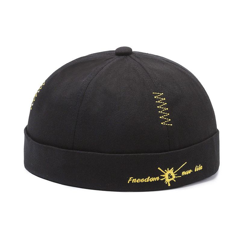 

Cotton Solid Cap Color Round Top Hat Headwear Breathable Skullcap Unisex Gift чёрный