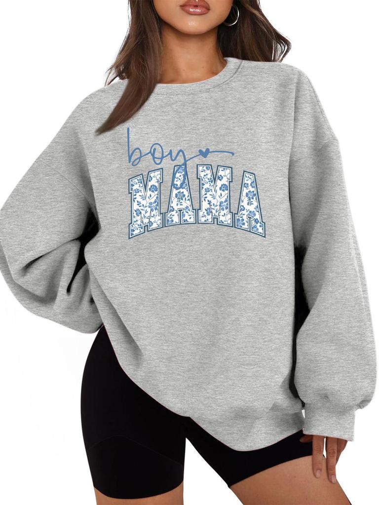 BOY MAMA Floral Spot Women's Thickened Casual Round Neck Long Sleeve Hoodie