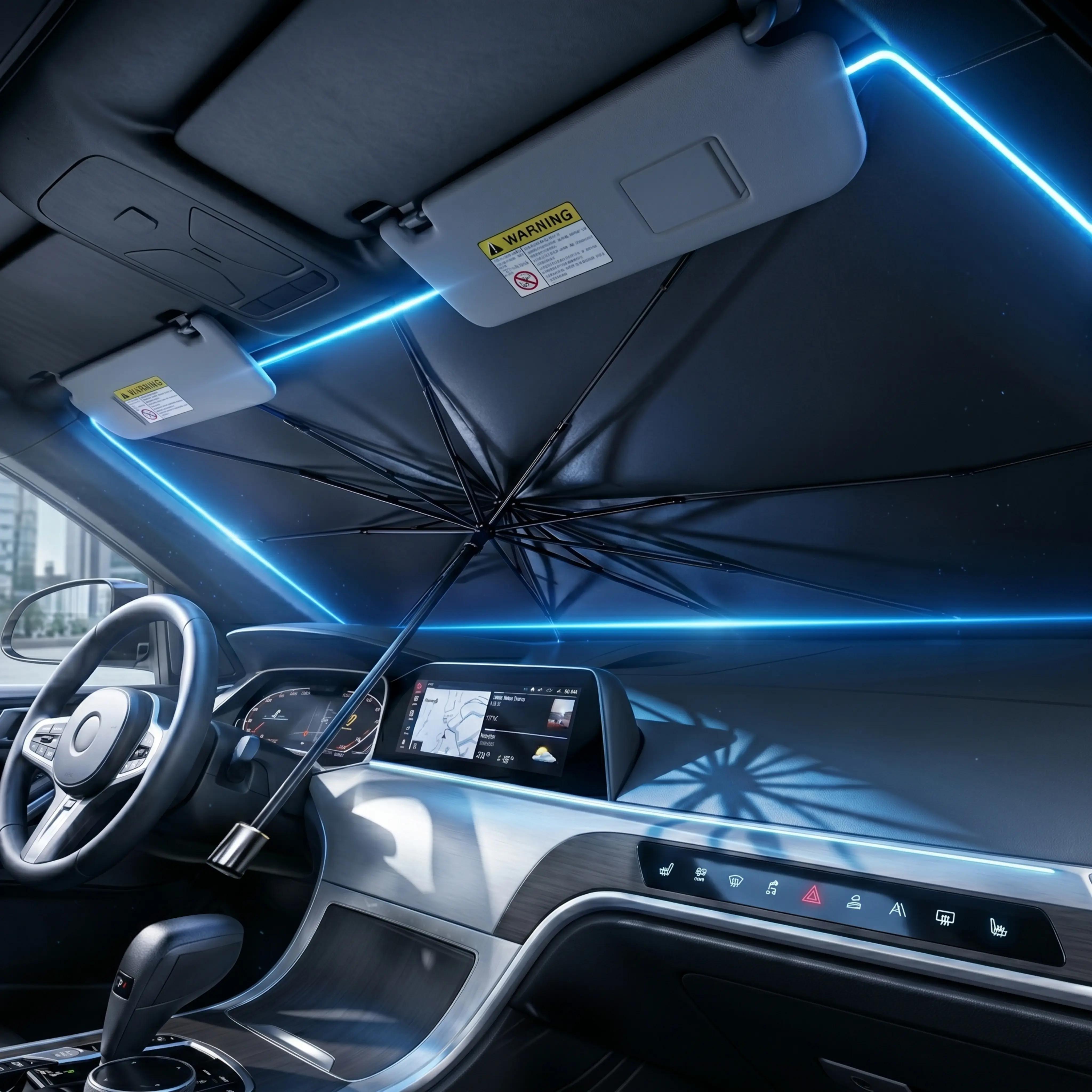 Tragbarer Auto-Sonnenschutz, Windschutzscheiben-Sonnenschutz, faltbarer Windschutzscheiben-Sonnenschutz, Auto-Außenzubehör, täglicher Auto-Windschutzscheiben-Kühlungs-Regenschirm 1 PACK