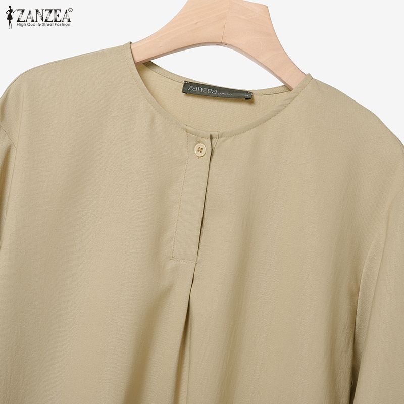 ZANZEA Women Long Sleeve Blouse and Pants Muslim Casual Two Piece Suit Sets