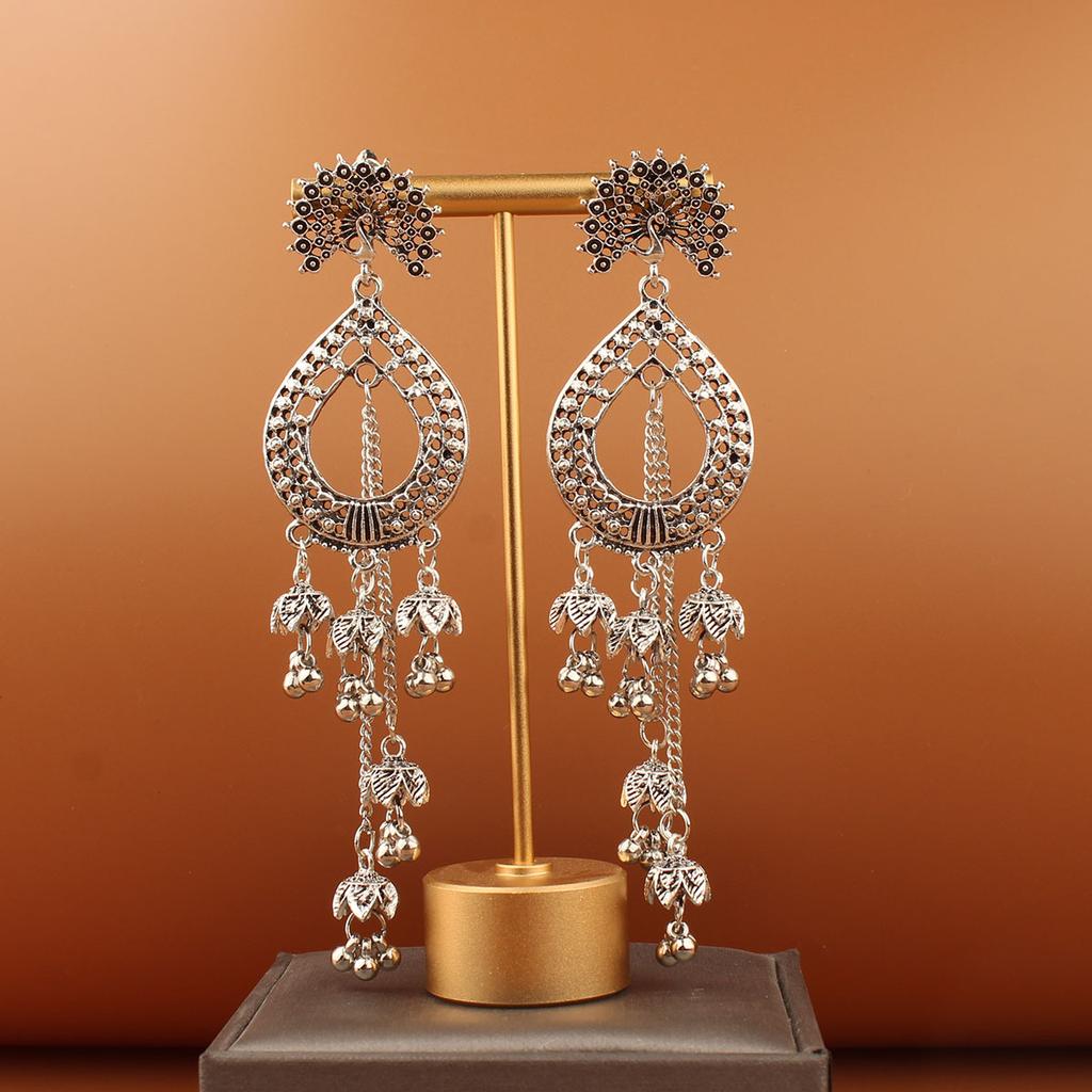 Turquoise Earrings Bohemian Drop Ear Earrings with Tassels, Geometric Alloy, Retro Style, Boastful Ear Accessories