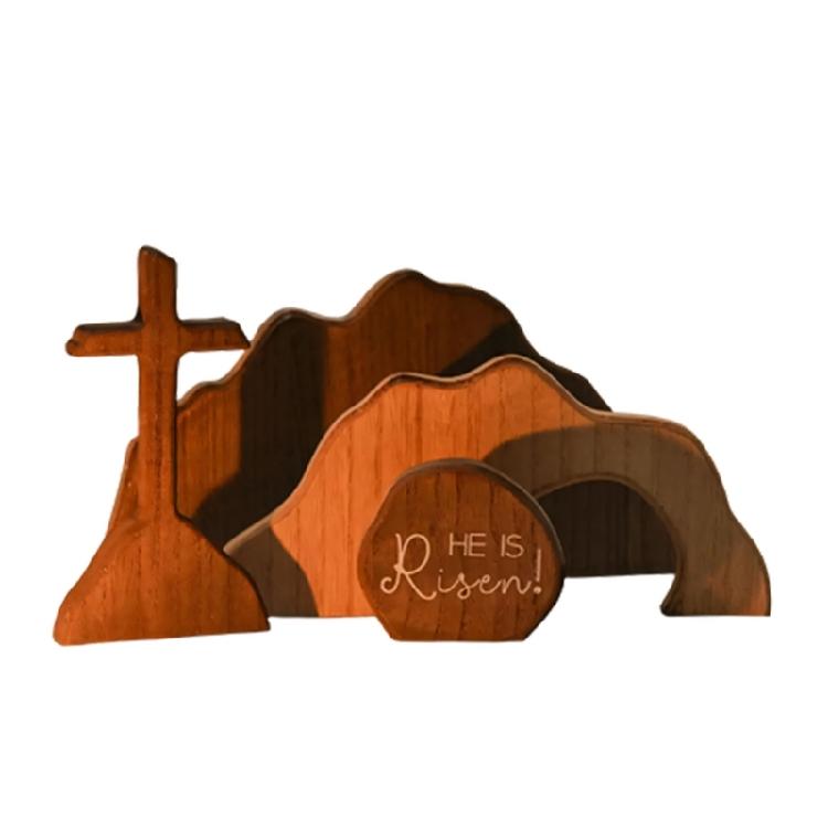

Empty Tomb Easter Scene Set Christian Crosses Decorations,Religious Jesuses Tomb Easter Set for Home Office Table Display